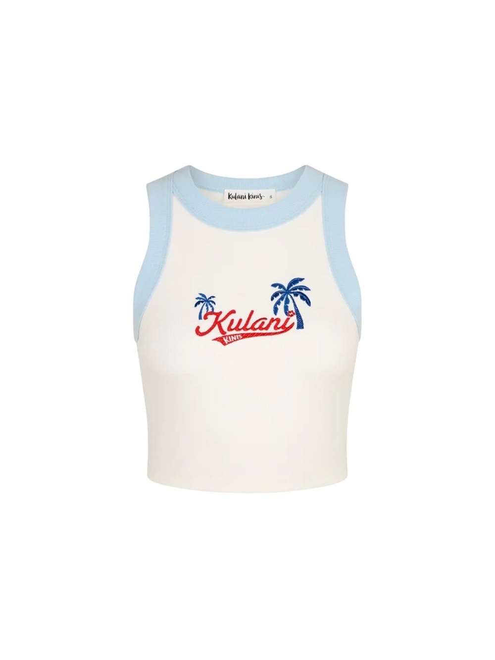 White & Light Blue Tank Top with Palm Logo